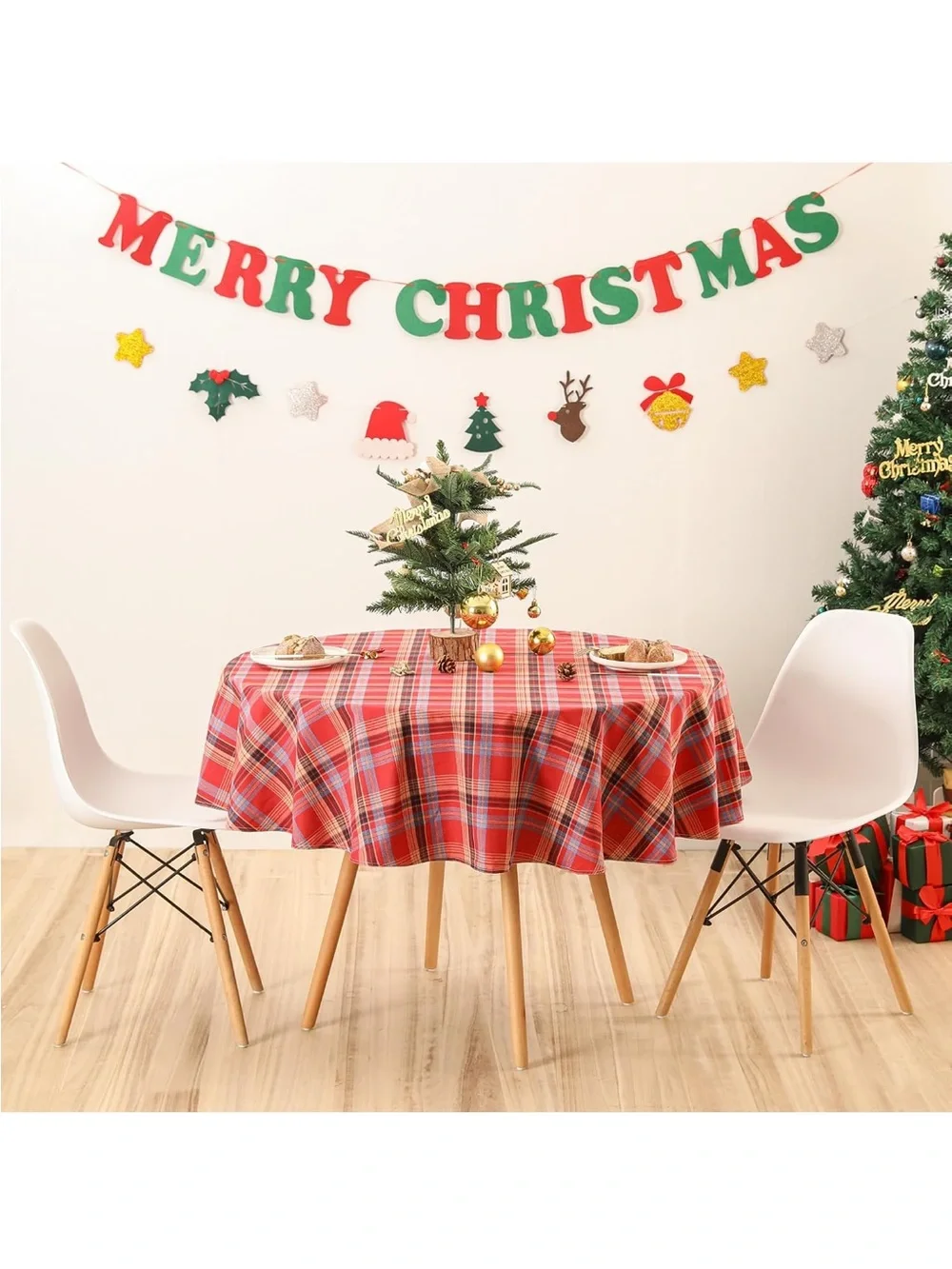 NEW Classic Scottish Tartan Plaid Round Tablecloth.